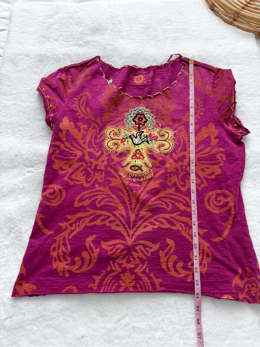 Double D Ranch Embroidered Western Top XL Boho Southwestern Pink - Picture 12 of 12